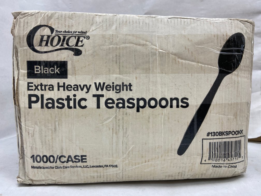 Case of Black Plastic Teaspoons