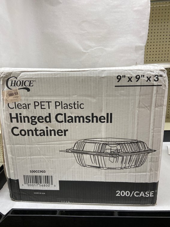 Case of Clear PET Plastic Hinged Clamshells