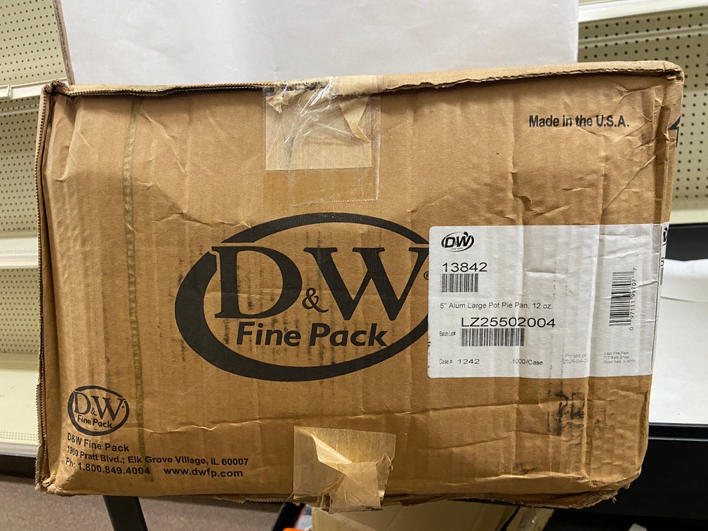 Case of D&W Aluminum Pot Pie Pans