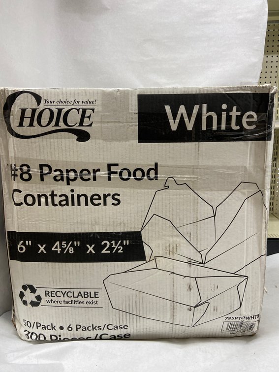 Case of #8 White Paper Food Containers