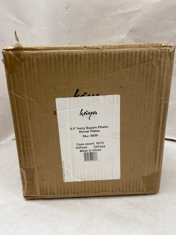 Case of Kaya 9.5" Ivory Square Plastic Plates