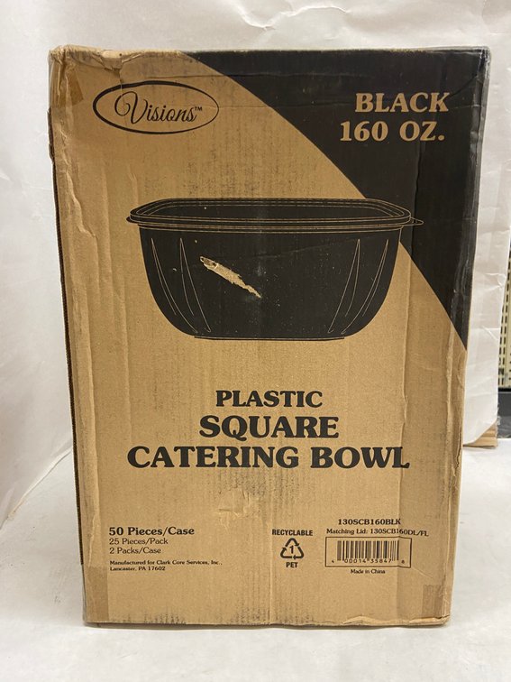 Case of 160 oz Plastic Square Catering Bowls