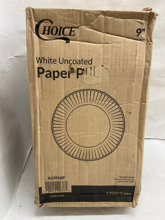 Case of 9-inch White Uncoated Paper Plates