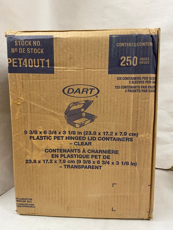 Case of Dart Plastic Hinged Lid Containers