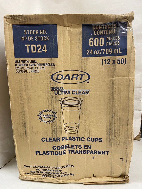 Case of Dart Solo Ultra Clear Plastic Cups