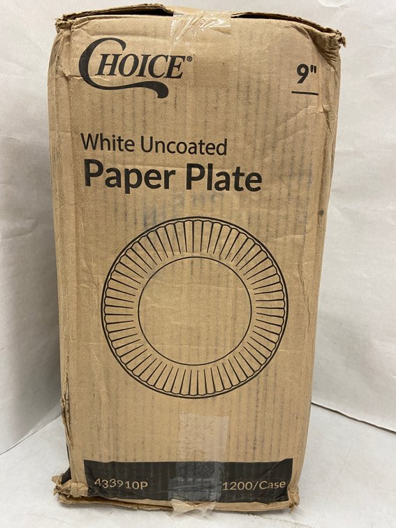 Case of 9-inch White Uncoated Paper Plates