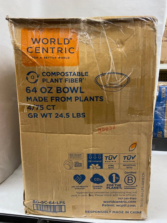 Case of World Centric 64 oz Compostable Bowls