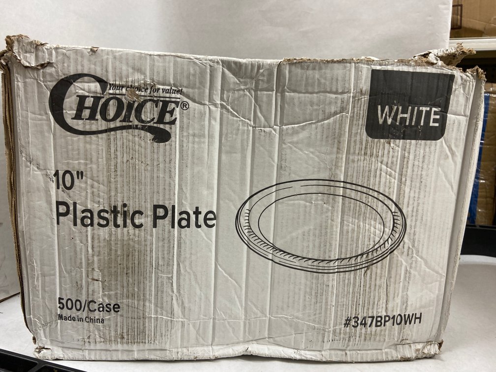 Case of 10-Inch White Plastic Plates
