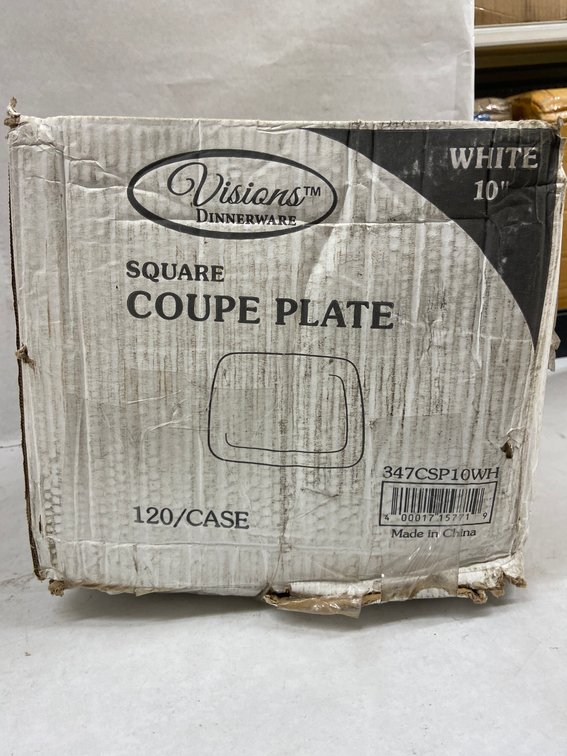 Case of 10 inch White Square Coupe Plates