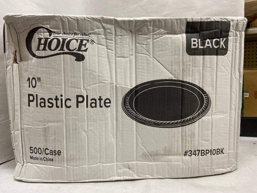 Case of 10 inch Black Plastic Plates