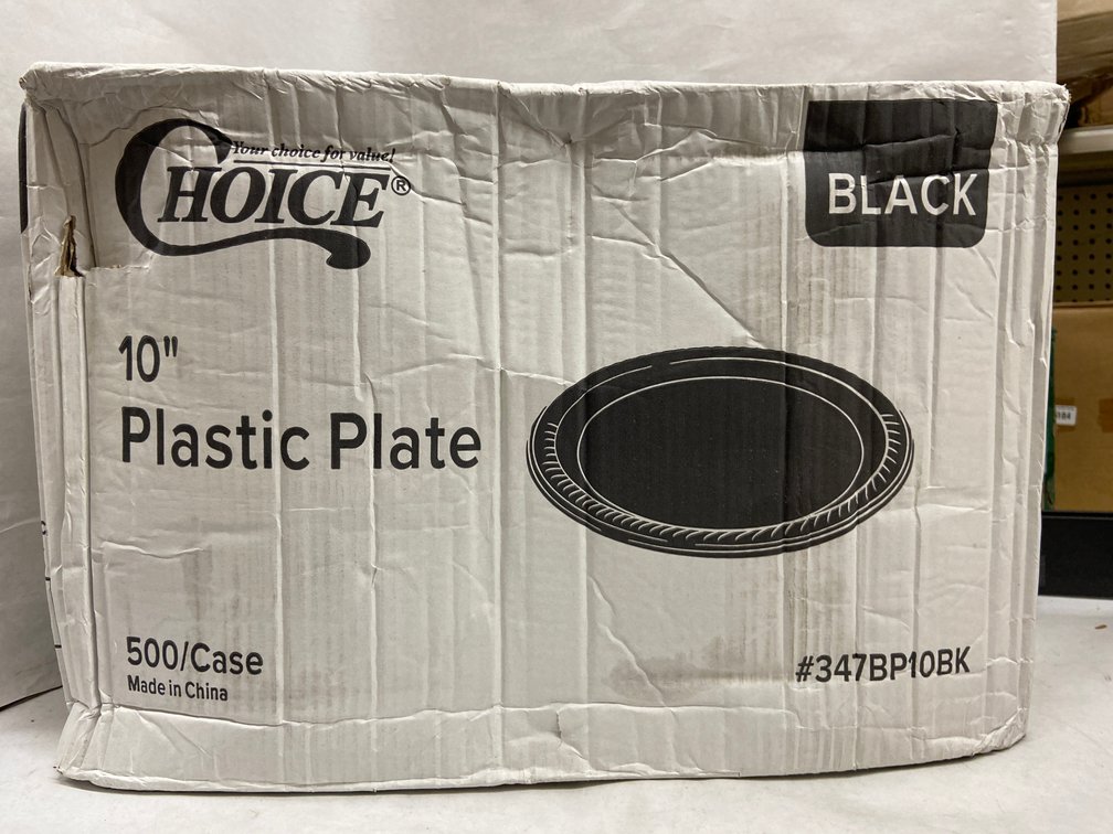 Case of 10-inch Black Plastic Plates