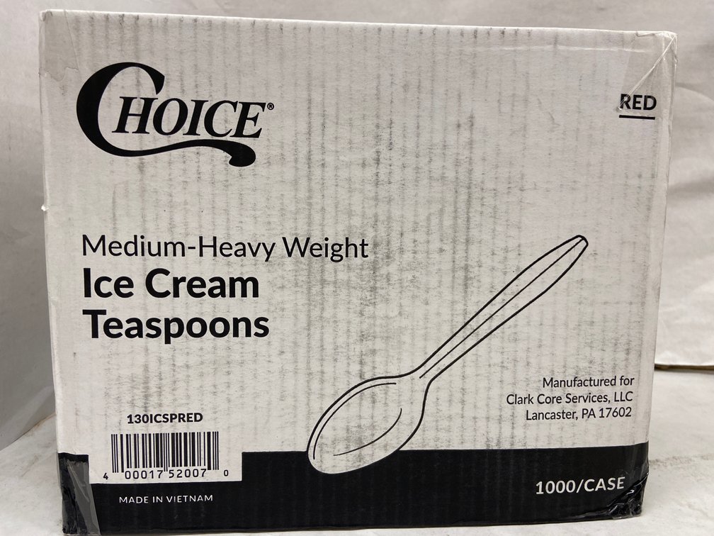 Case of Red Ice Cream Teaspoons