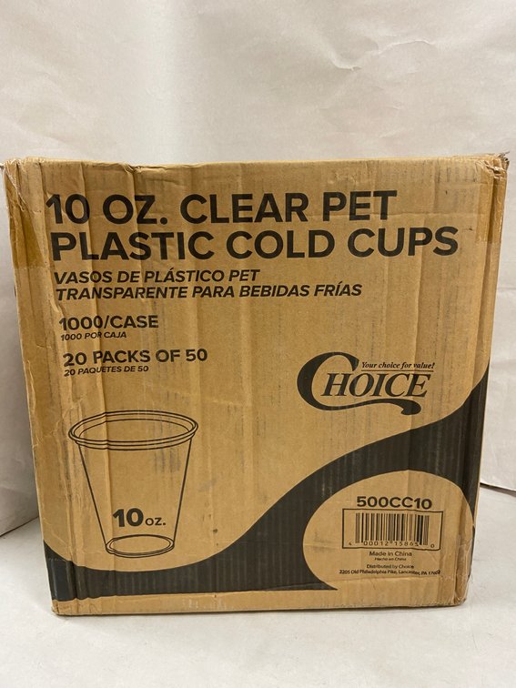 Case of 10 oz. Clear PET Plastic Cold Cups