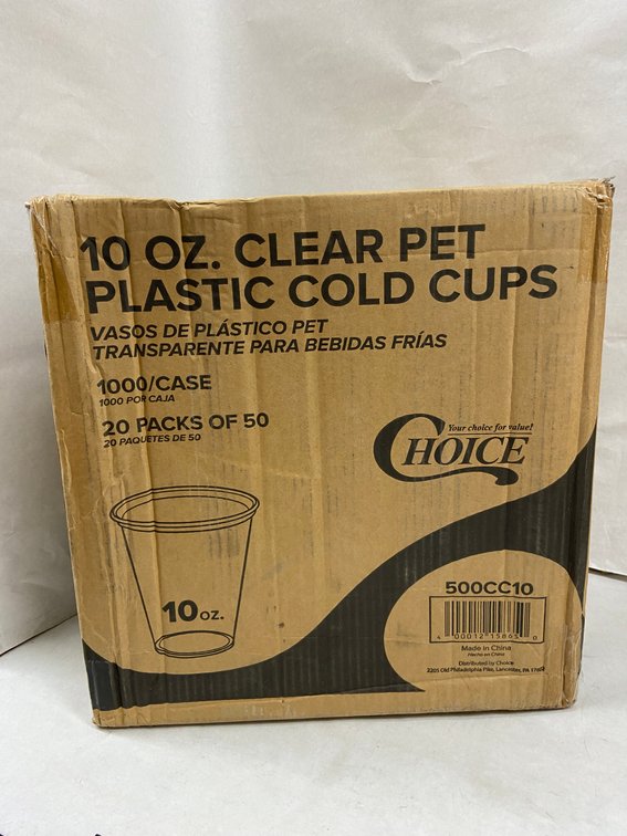 Case of 10 oz. Clear PET Plastic Cold Cups