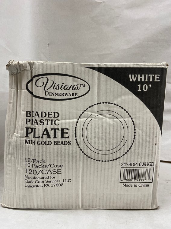 Case of White Beaded Plastic Plates