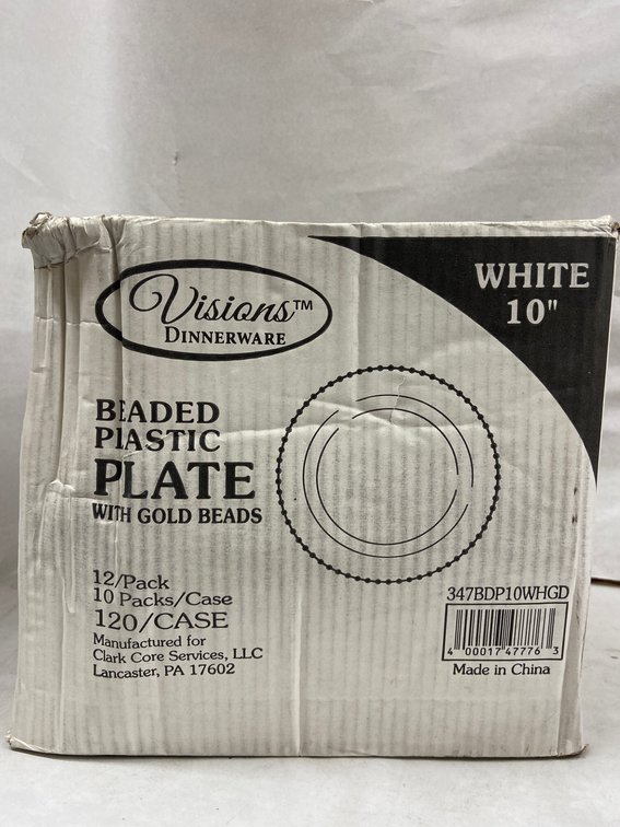 Case of 10-inch White Plastic Plates