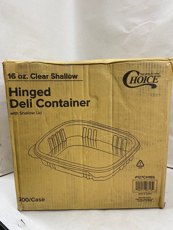 Case of 16 oz. Clear Shallow Hinged Deli Container