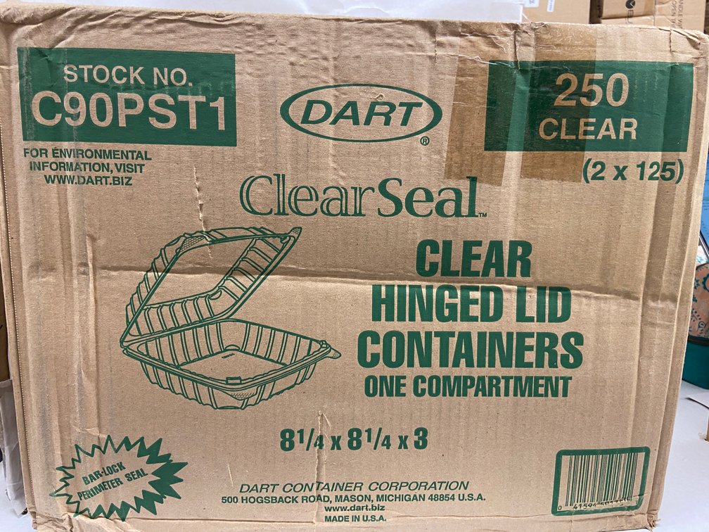 Case of Dart ClearSeal Hinged Lid Containers