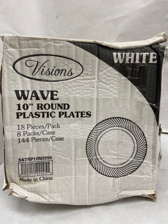 Case of Visions 10-inch White Plastic Plates