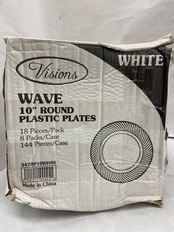 Case of Visions 10-inch White Plastic Plates