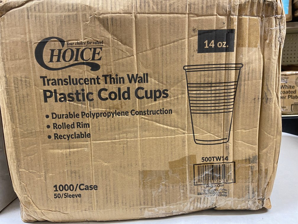 Case of 14 oz. Plastic Cold Cups