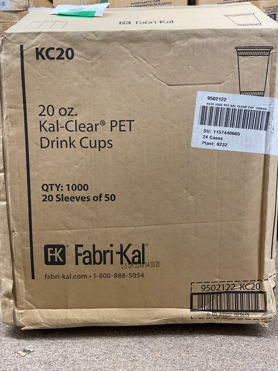 Case of 20 oz. Fabri-Kal Drink Cups