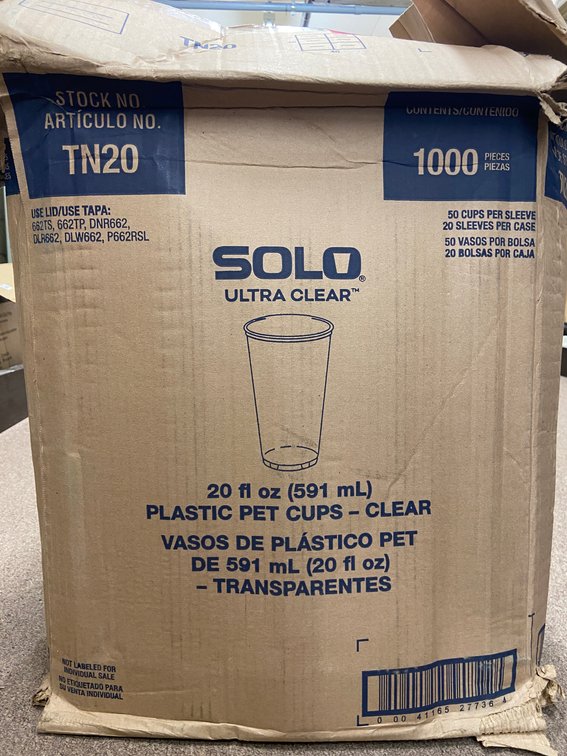 Case of Solo 20 oz Plastic PET Cups