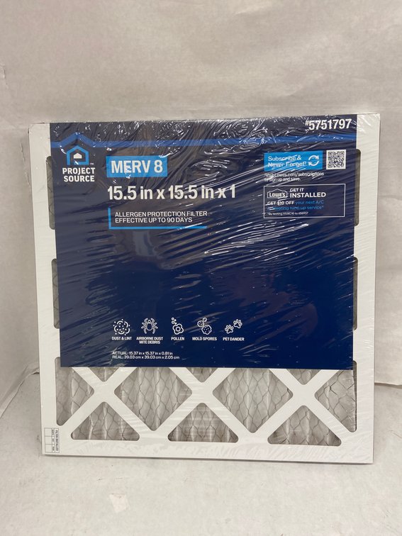 (12x Bid)Project Source Merv-8 15.5"x15.5"x1" Filter