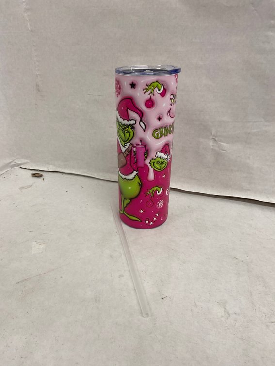 (2x Bid)Insulated 20oz Grinch Tumbler