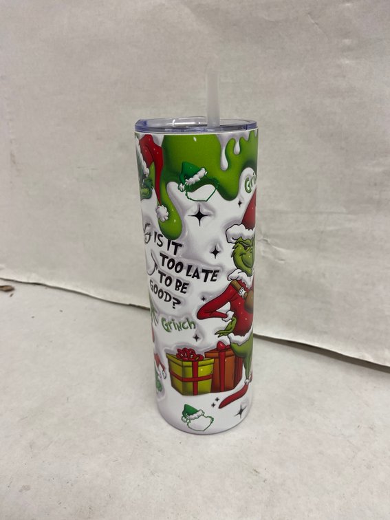 (2x Bid)Insulated 20oz Grinch Tumbler