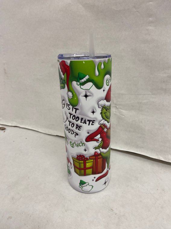 (2x Bid)Insulated 20oz Grinch Tumbler