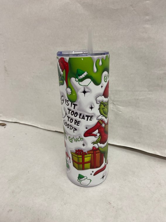 (2x Bid)Insulated 20oz Grinch Tumbler