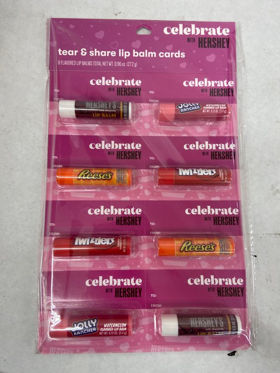 (3x bid)Asst Hershey 8pc Lip Balm Tear & Share Set