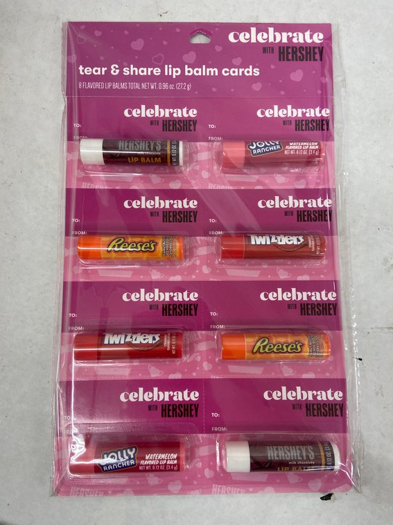 (3x bid)Asst Hershey 8pc Lip Balm Tear & Share Set