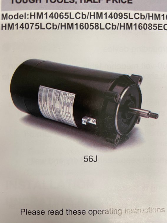 Vevor 56J Pool Pump Motor