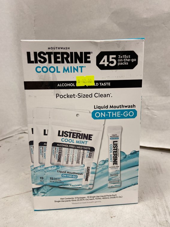 (2x Bid)Listerine 45pc On The Go Mouthwash Packets