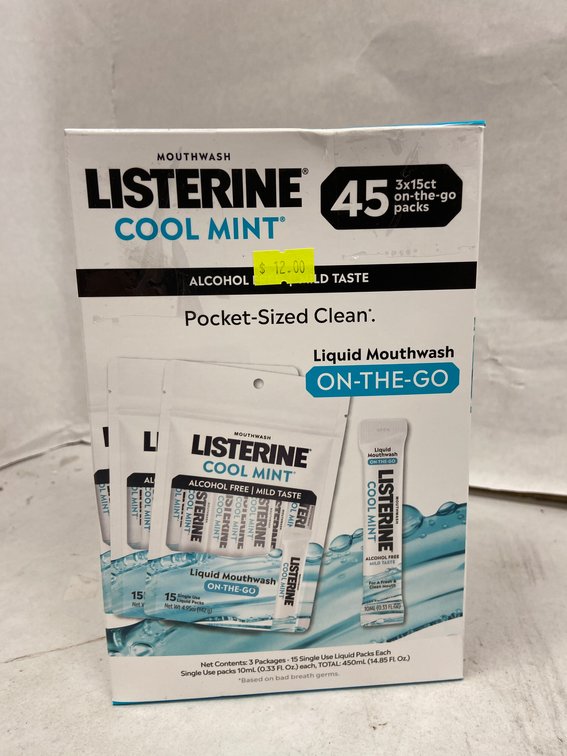 (2x Bid)Listerine 45pc On The Go Mouthwash Packets