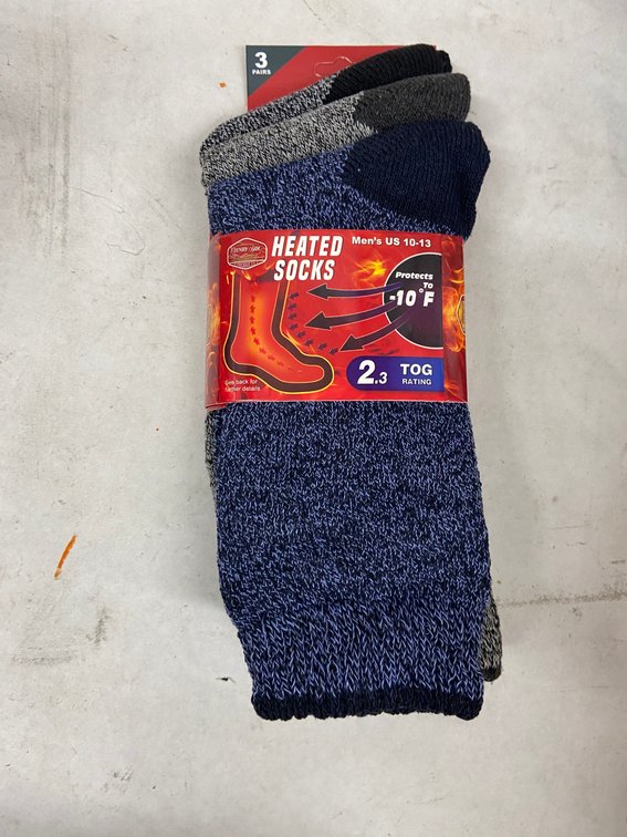 (4x Bid)Country Side 3pk Heated Socks-10-13