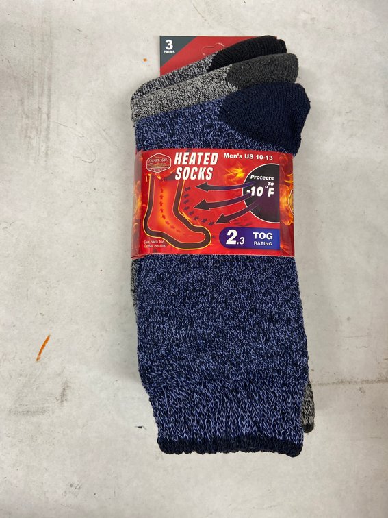 (4x Bid)Country Side 3pk Heated Socks-10-13