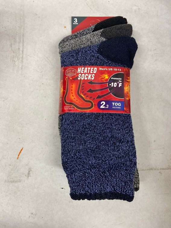 (4x Bid)Country Side 3pk Heated Socks-10-13
