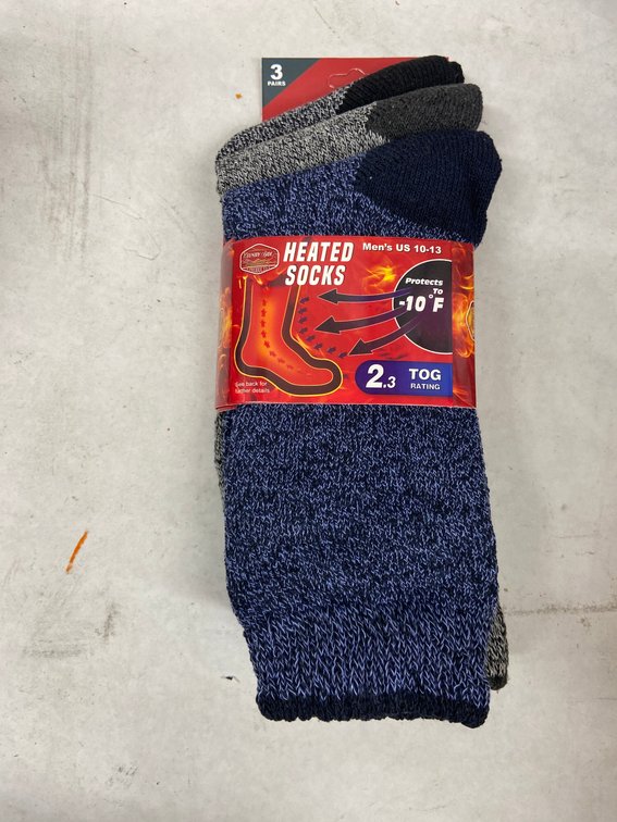 (4x Bid)Country Side 3pk Heated Socks-10-13