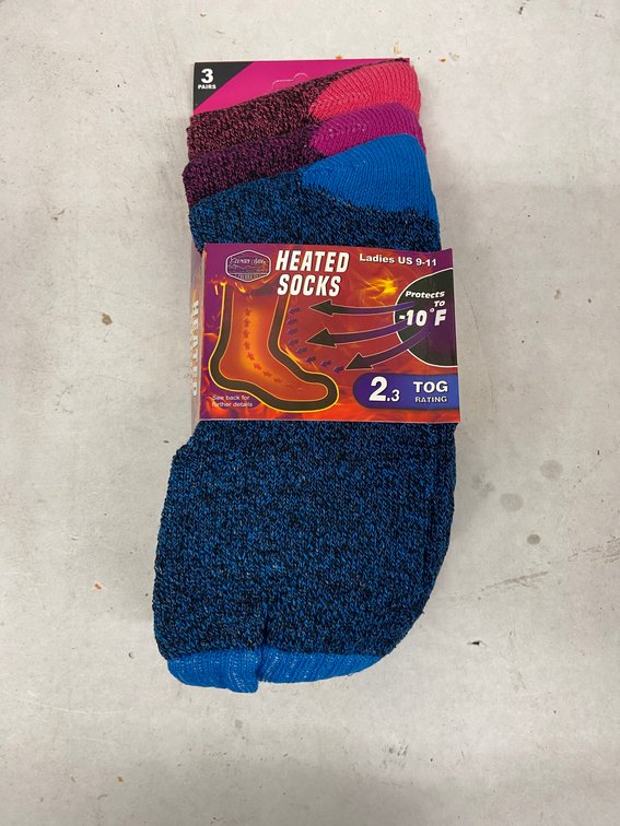 (4x Bid)Country Side 3pk Heated Socks-9-11