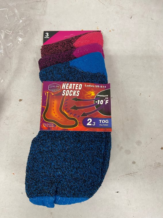 (4x Bid)Country Side 3pk Heated Socks-9-11