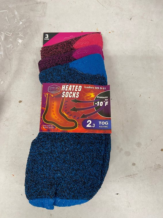 (4x Bid)Country Side 3pk Heated Socks-9-11
