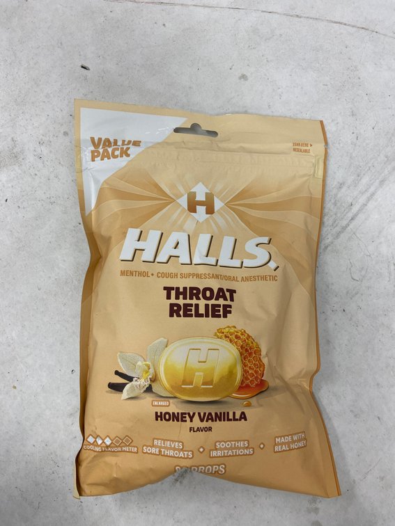 (4x Bid)Halls 80pc Honey Vanilla Cough Drops