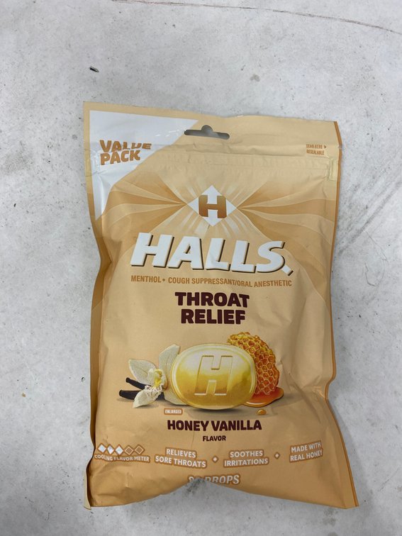 (4x Bid)Halls 80pc Honey Vanilla Cough Drops