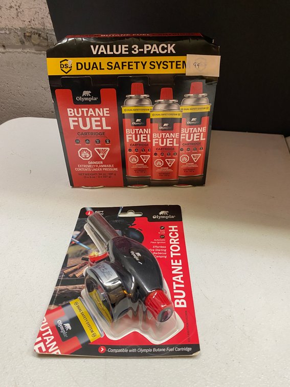 New Butane Torch & 3pk Butane Fuel
