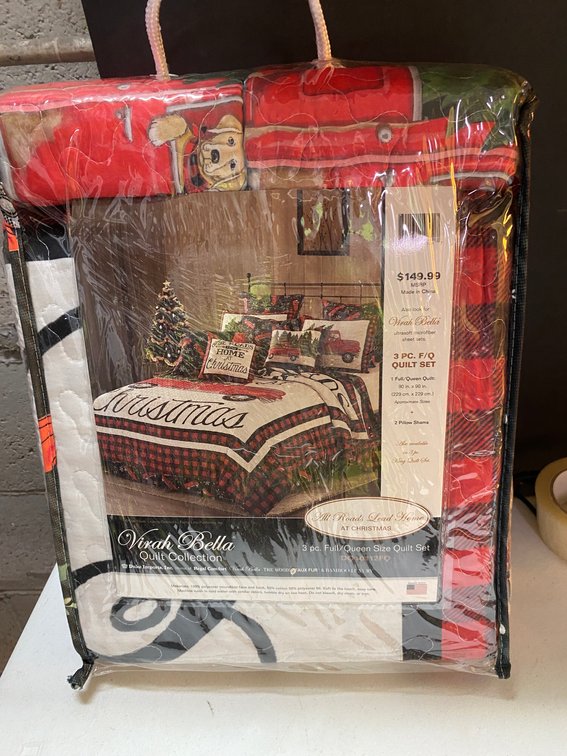 3pc Christmas Quilt Set Queen Sz