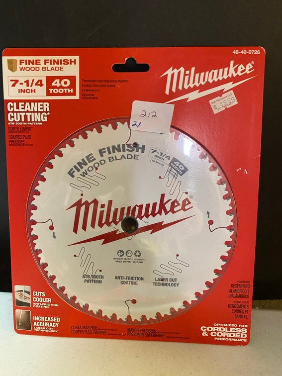 (2x) Milwaukee 7 1/4" 40 Tooth  Saw Blade
