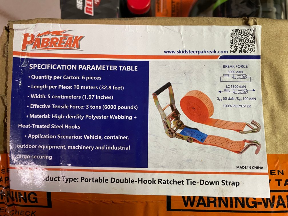 (6x) Portable Double Hook Ratchet Tie Down Strap